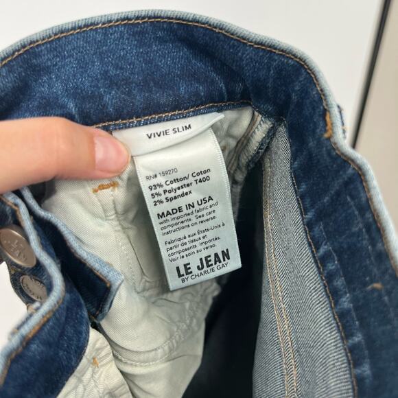 Le Jean Vivie Slim-Leg Jeans Button Fly Cut Hem - Picture 7 of 7